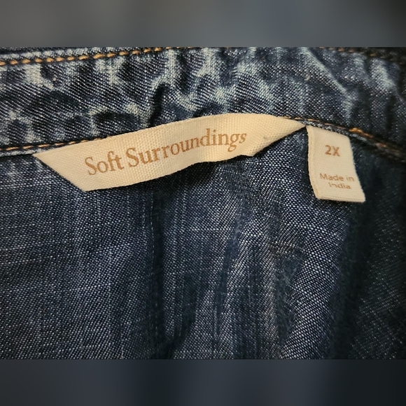 Soft Surroundings Denim Embroidered Blouse Size 2X - Picture 3 of 7